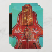 コンサートミュージック結婚ズ,レッドブルーターコイズリロン 招待状 (正面/裏面)