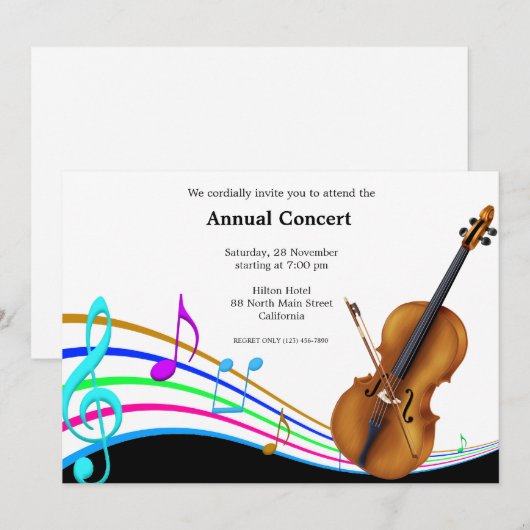 コンサート音楽 招待状 (正面/裏面)