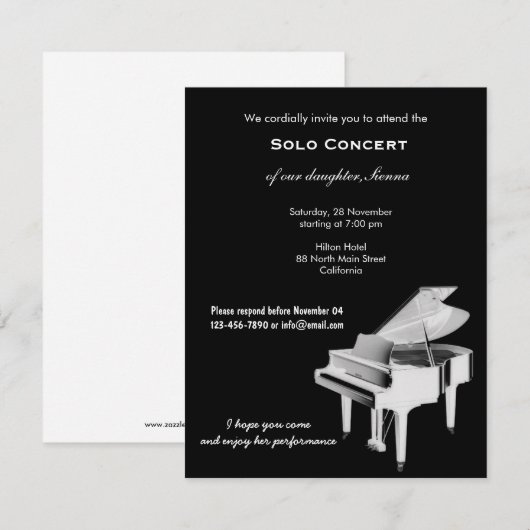 コンサート音楽 招待状 (正面/裏面)