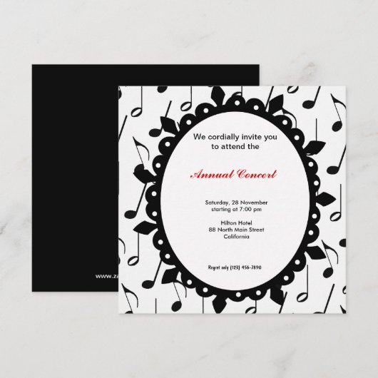 コンサート音楽 招待状 (正面/裏面)