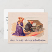 コンサート-誕生日の招待状のかわいいヴィンテージのブタ 招待状 (正面/裏面)