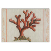 コンシュの貝のボーダーが付いている赤い珊瑚 カッティングボード (正面)