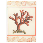 コンシュの貝のボーダーが付いている赤い珊瑚 クリップボード (裏面)