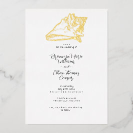 コンシンプルチシーシェルサンディビーチ 箔招待状