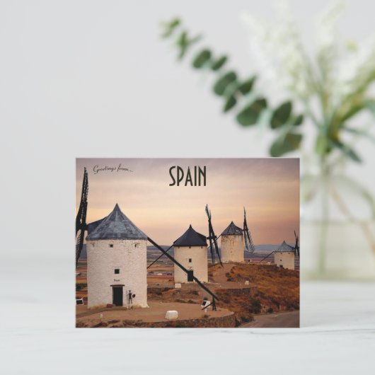 コンスエグラのサンセットと風車スペイン ポストカード (スタンド正面)