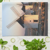 コンスエグラ、ラマンチャ、スペイン、風車 キッチンタオル (折り畳み)