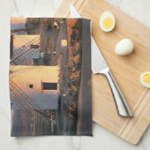 コンスエグラ、ラマンチャ、スペイン、風車 キッチンタオル (四つ折り)