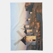 コンスエグラ、ラマンチャ、スペイン、風車 キッチンタオル (縦)