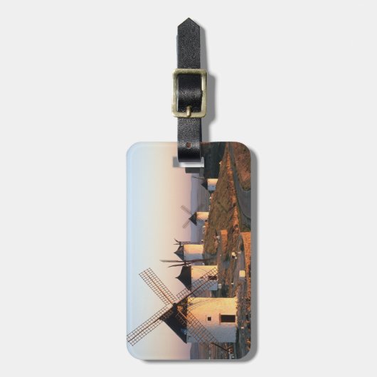 コンスエグラ、ラマンチャ、スペイン、風車 ラゲッジタグ (正面縦)