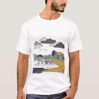 コンスタブルのヘーワイン ラインアート イラスト Tシャツ
