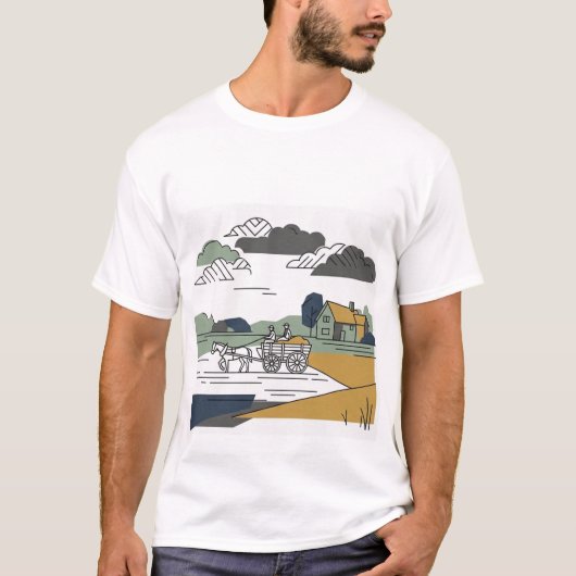 コンスタブルのヘーワイン ラインアート イラスト Tシャツ (正面)