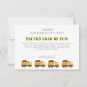 コンストラクショントラック誕生日サンキューカード サンキューカード (正面)