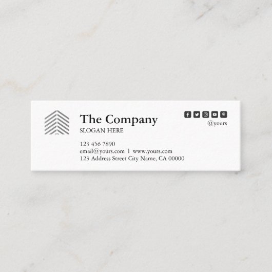コンストラクター建築家の灰色の小型名刺 スキニー名刺 (正面)