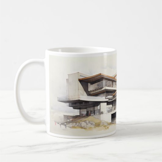コンセシンプルプトスケッチの建物 コーヒーマグカップ (左)
