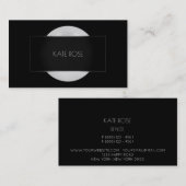 コンセプチュアルパールグレーブラックシルバーラウンドフレームVip 名刺 (正面/裏面)