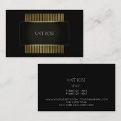 コンセプチュアルミニマルブラック金ゴールド美容師 名刺 (正面/裏面)