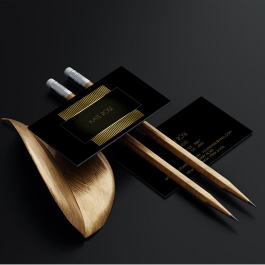 コンセプトジオメトミニマルリカル黒金ゴールドフレームグラム 名刺