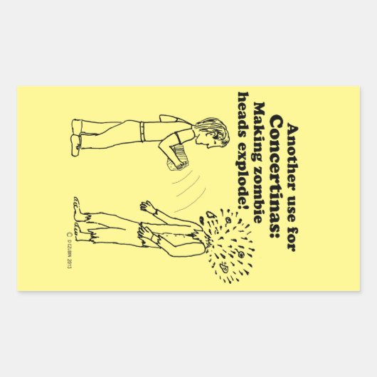 コンセルティーナがゾンビで角型スティックを爆発 長方形シール (正面)