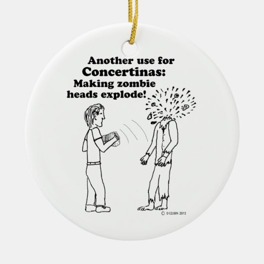 コンセルティーナがゾンビを爆発 セラミックオーナメント (正面)