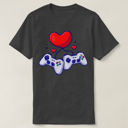 コンソールとハート漫画 Tシャツ (デザイン正面)