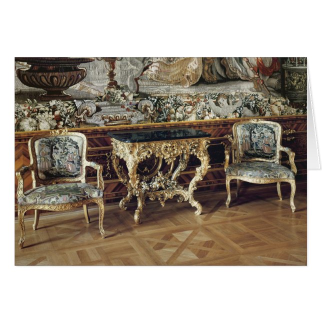 コンソールテーブルおよび2つの肘掛け椅子1745年 (正面横)