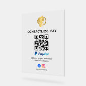 コンタクトレス決済QRコードサイン | PayPal | サロン アクリルサイン (傾斜)