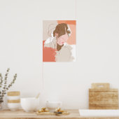 コンターで描かれた女性の肖像画 ポスター (キッチン)