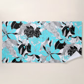 コンターハワイトロピカルリリー&プロテアフローラ ビーチタオル (正面)