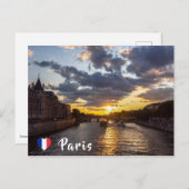 コンチエルジュリー越しの夕日 - フランス, パリ ポストカード (正面/裏面)