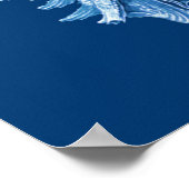 コンチシェルシーライフプリント、インディゴブルーとホワイト ポスター (角)