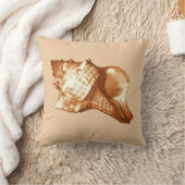 コンチシェルスケッチ – ブラウン、ホワイト、タン クッション (ブランケット)