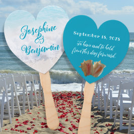 コンチシェルハート型の結婚ファン ハンドファン