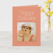 コンチシェル付きガールハッピーバースデー カード (黄色い花)
