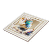 コンチシェル虹色3D金ゴールドきらめくガラス タイル (側面)