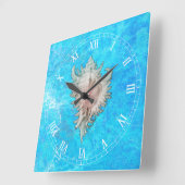 コンチシェル「ビーチライフ」 スクエア壁時計 (傾斜)