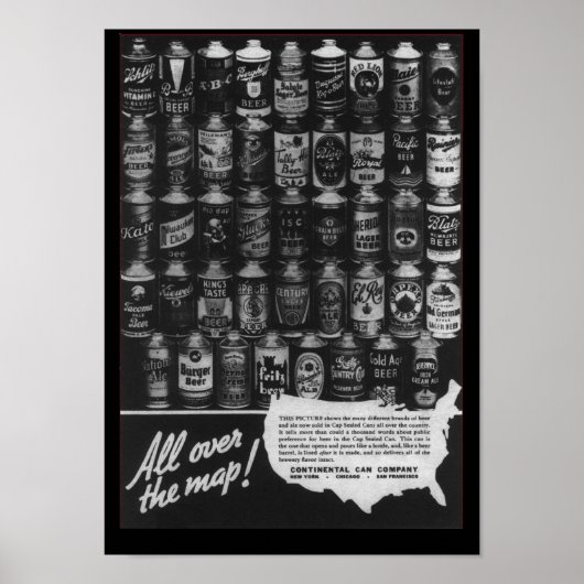 コンチネンタル缶会社コーントップビール缶ポスター ポスター (正面)