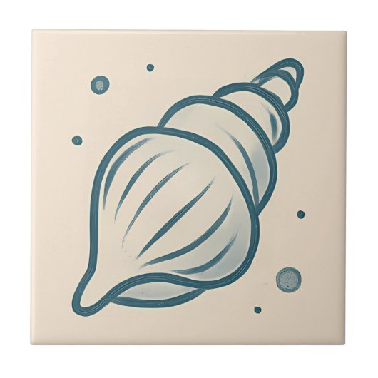 コンチミニマルシェル海岸芸術タイル タイル (正面)