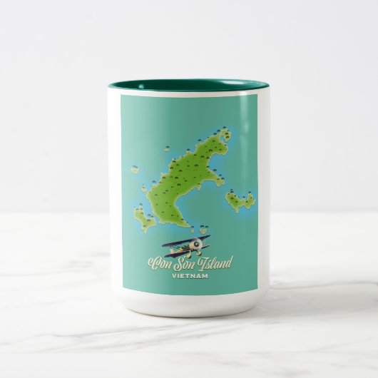コンツォン島地図 ベトナム ツートーンマグカップ (中央)
