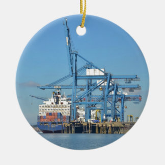 コンテナー船の波止場 セラミックオーナメント