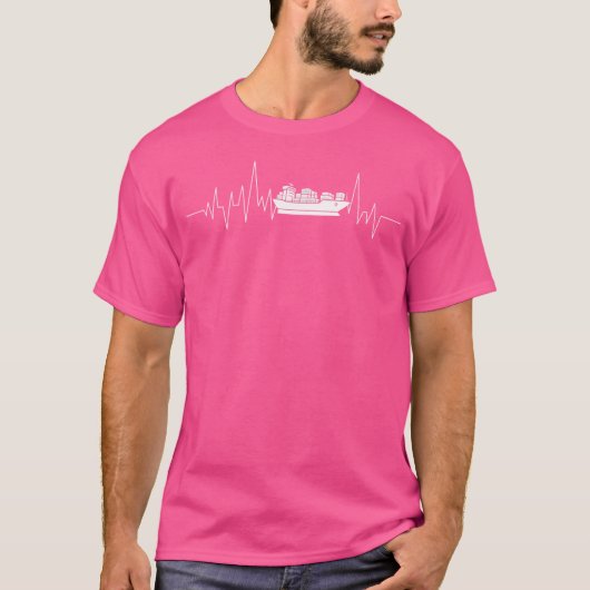 コンテナ船の心臓の鼓動  海の男  貨物船 Tシャツ (正面)