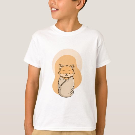 コンテンツに包まれた子狐 Tシャツ (正面)