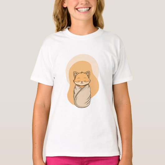 コンテンツに包まれた子狐 Tシャツ (正面)