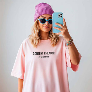 コンテンツクリエイター + あなたのソーシャルメディア名 Tシャツ