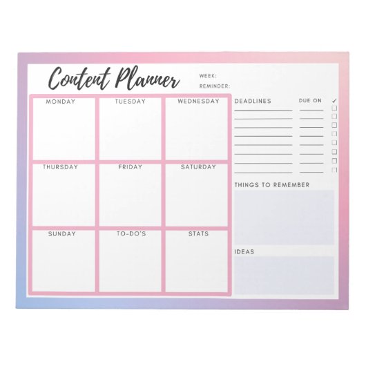 コンテンツプランナー ノートパッド (正面)