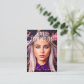 コンテンツ作成者インフルエンサー写真紫モダン 名刺 (スタンド正面)