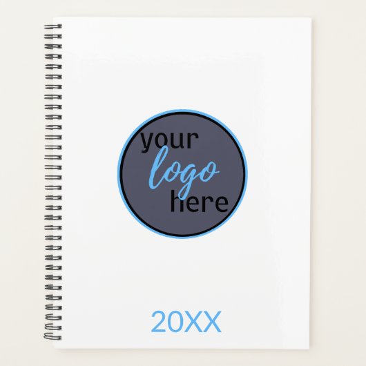 コンテンポラリモダンロロゴ付きブルーカスタム文字 プランナー手帳 (正面)