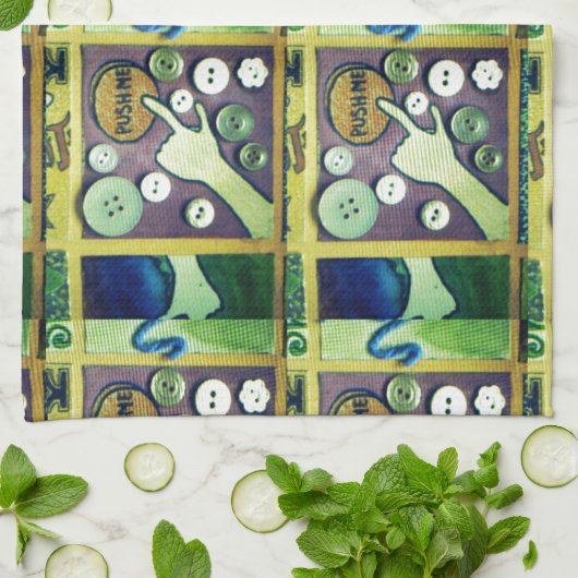 コンテンポラリーおもしろいモザイクアートプリントよくはしゃぐ- A キッチンタオル (折り畳み)