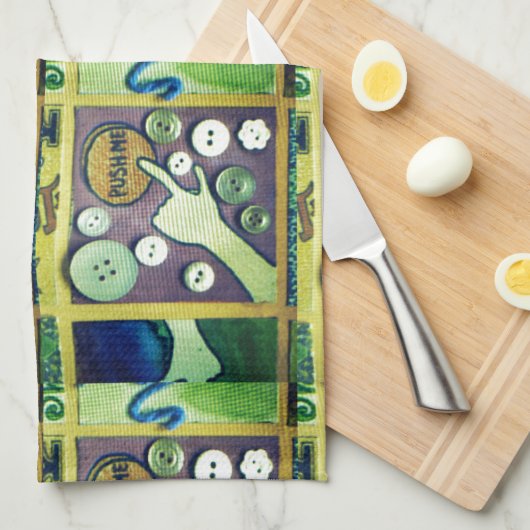 コンテンポラリーおもしろいモザイクアートプリントよくはしゃぐ- A キッチンタオル (四つ折り)