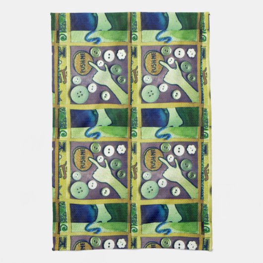 コンテンポラリーおもしろいモザイクアートプリントよくはしゃぐ- A キッチンタオル (縦)