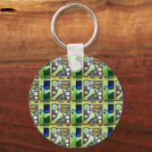 コンテンポラリーおもしろいモザイクアートプリントよくはしゃぐ- A キーホルダー (正面)